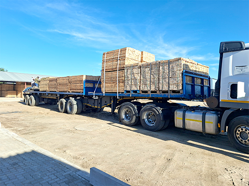 Bulk timber load on truck